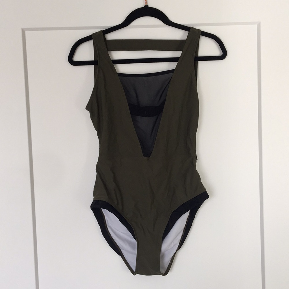 Olive Green One-Piece Swimsuit